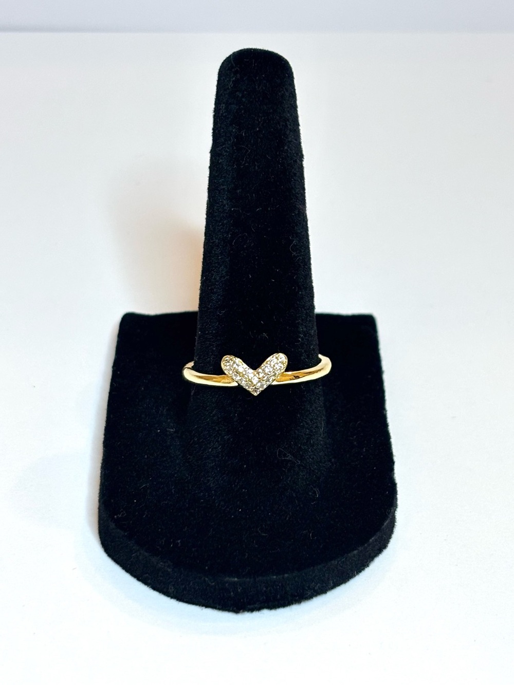 Gold pave heart ring